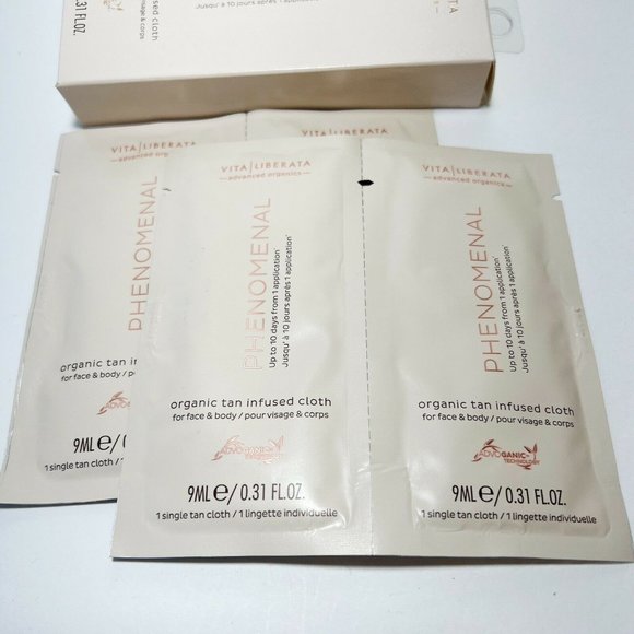 VITA LIBERATA Phenomenal Organic Tan Infused Cloth 4 Piece Pieces Tanner - Picture 2 of 3